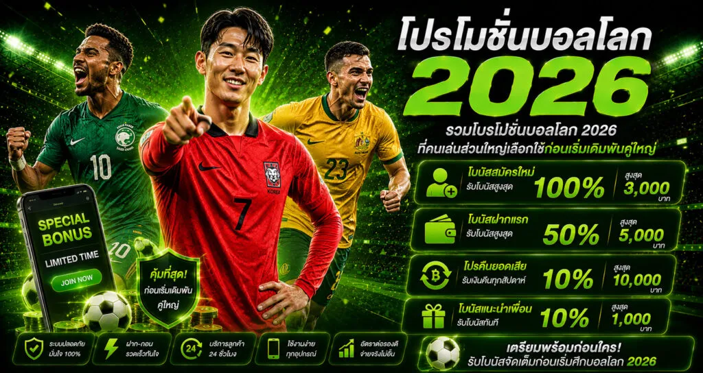 แจกเครดิตฟรีกับโบนัสฝากเงินช่วงบอลโลก
