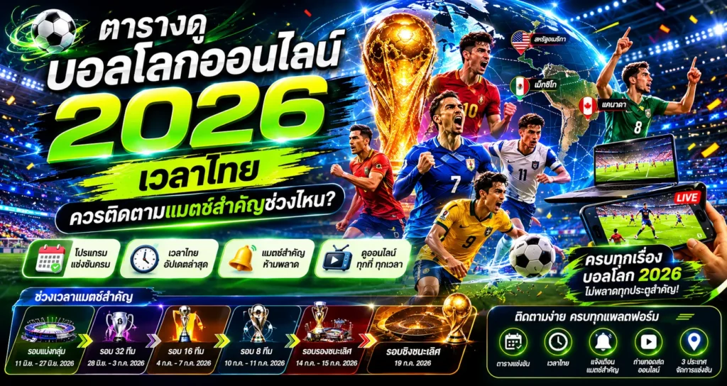 ตารางดูบอลโลกออนไลน์ 2026 เวลาไทย