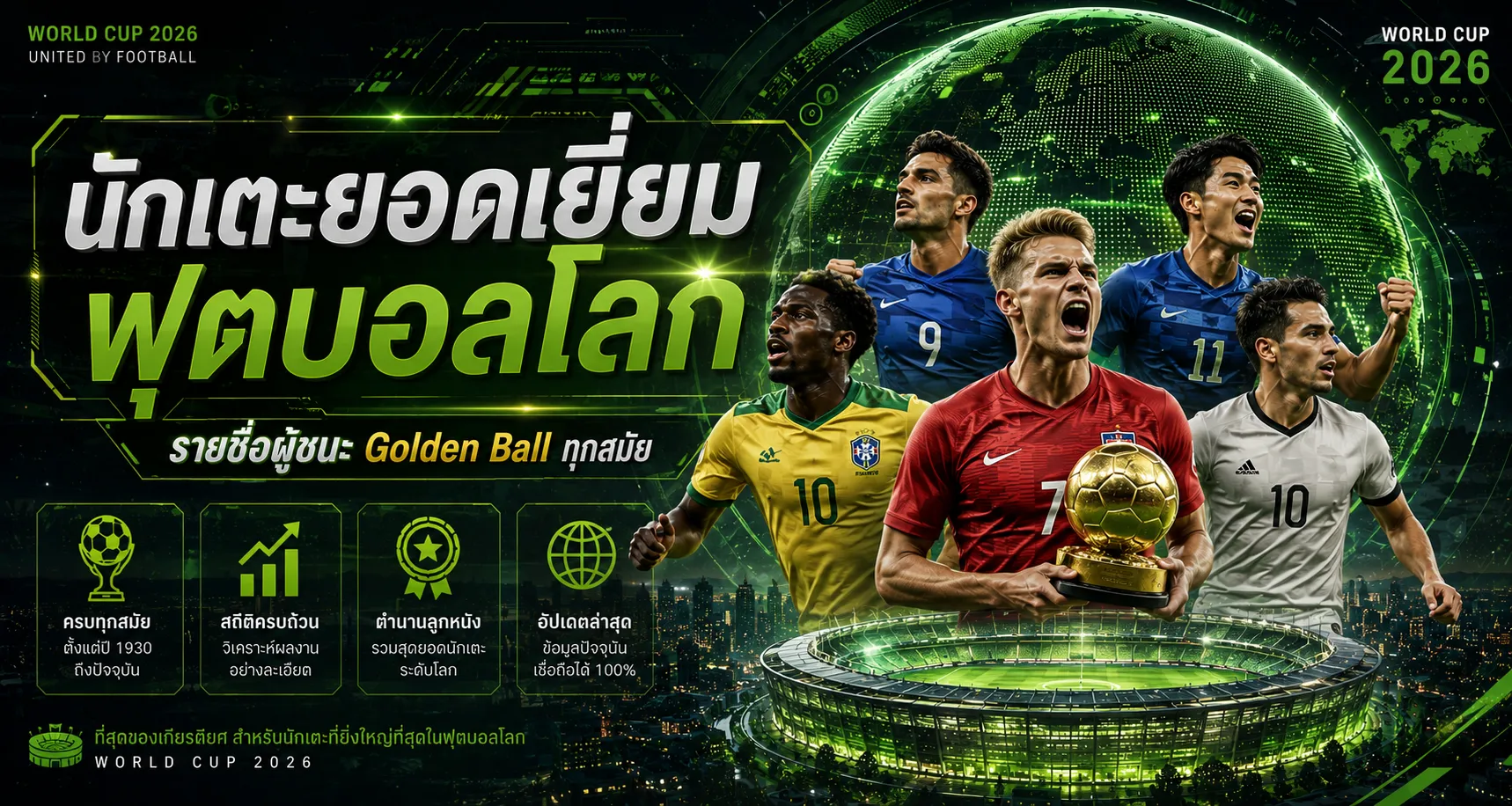 นักเตะยอดเยี่ยมฟุตบอลโลก รายชื่อผู้ชนะ Golden Ball