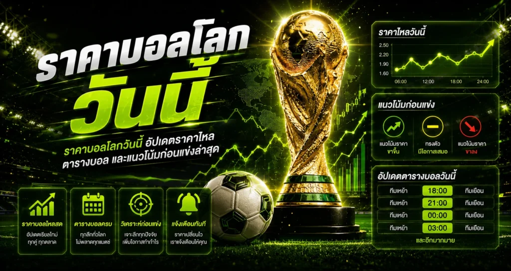 ราคาบอลโลกวันนี้ อัปเดตราคาไหล ตารางบอล