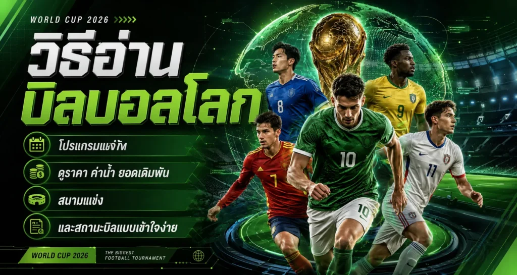 วิธีอ่านบิลบอลโลก ดูราคา ค่าน้ำ ยอดเดิมพัน