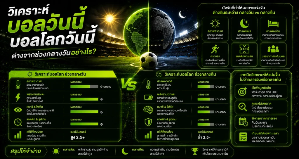 วิเคราะห์บอลวันนี้บอลโลกคืนนี้ต่างจากช่วงกลางวัน